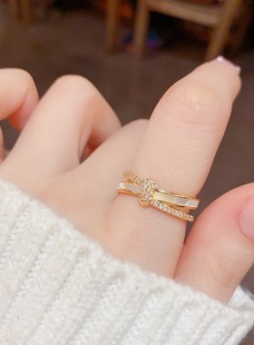 韩式简约轻奢小气质众贝壳设计戒开口食指波浪双层女时尚戒指甜美