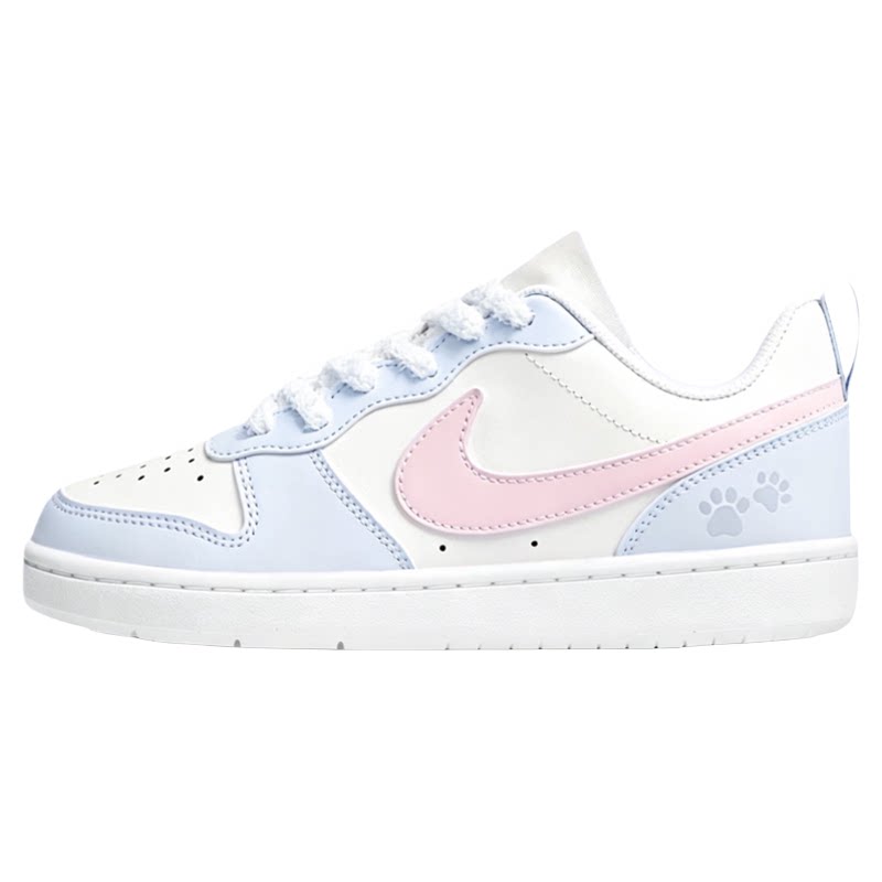定制球鞋Nike板鞋Court Boroug海盐蓝蓝泡芙少女蓝粉多巴胺甜妹