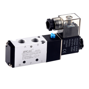 气缸电磁阀220V气动控制阀4V210一08二位五通换向气阀24V电磁电阀