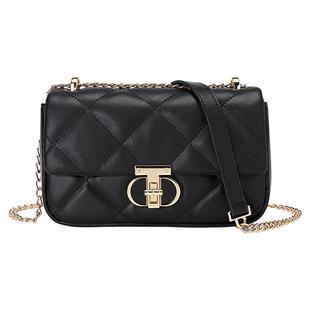 稻草人真皮女包包2025新款高级感小方包女式链条单肩包菱格斜挎包