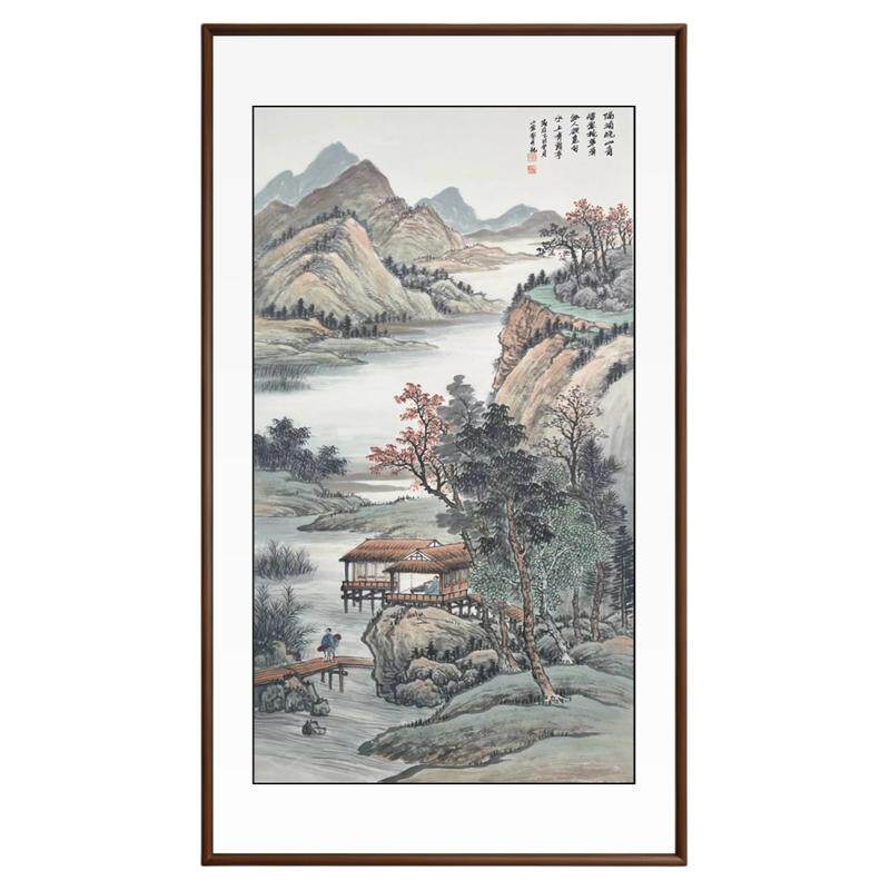 新中式玄关竖版山水装饰画