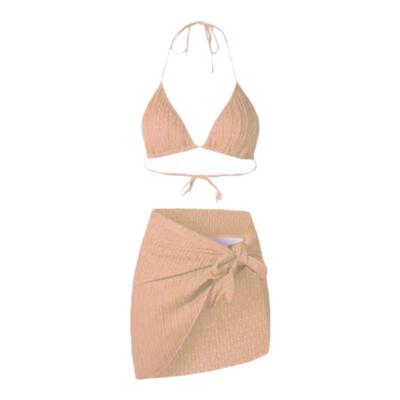 ins风分体海边度假泡温泉比基尼