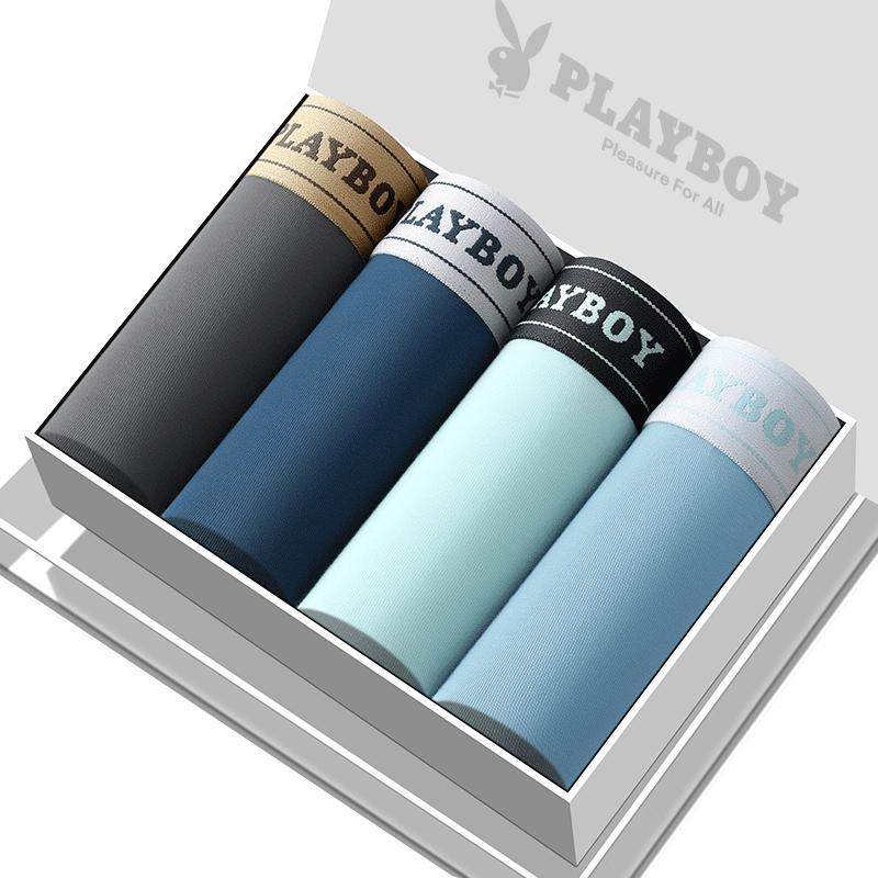 花花公子男士内裤男款纯棉四角短裤男式全棉抗菌青少年平角裤男生