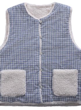 日系文艺两面穿棉服马甲秋冬设计感小个子叠加搭配马夹坎肩00778