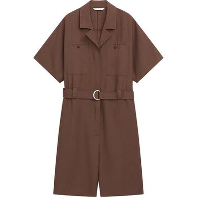 播西装领连体裤女夏季收腰气质通勤美式西装短裤DDR2JD5570