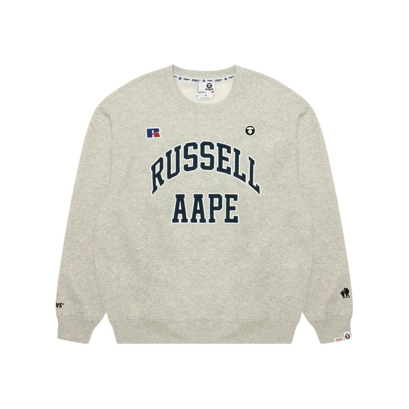 Aape联名RUSSELL徽章薄绒卫衣