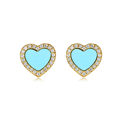 apmmonaco湖蓝色爱心耳钉