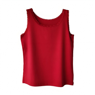 【实体店同款】欧莉璨大红色蕾丝花边背心女士打底内搭本命年14