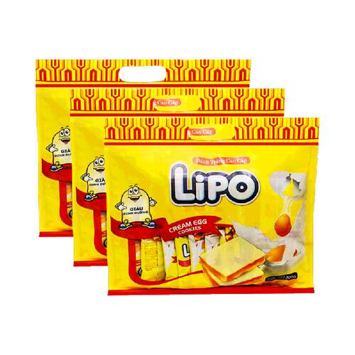 【进口】越南Lipo奶油淡奶油面包干零食200g*3袋饼干食品休闲