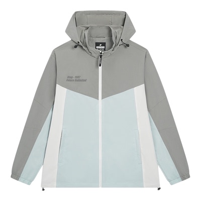 【商场同款】特步梭织薄外套男款秋冬新款连帽拼色户外运动风衣