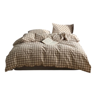 北欧风全棉色织复古色水洗棉居家四件套A类超柔100%纯棉公寓床品