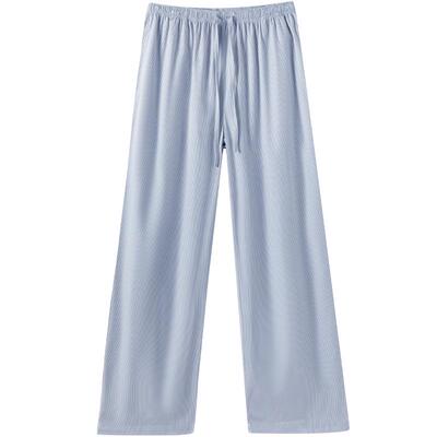 jockey男士纯棉睡裤棉纱长裤家居裤条纹抽绳宽松柔软舒适休闲裤