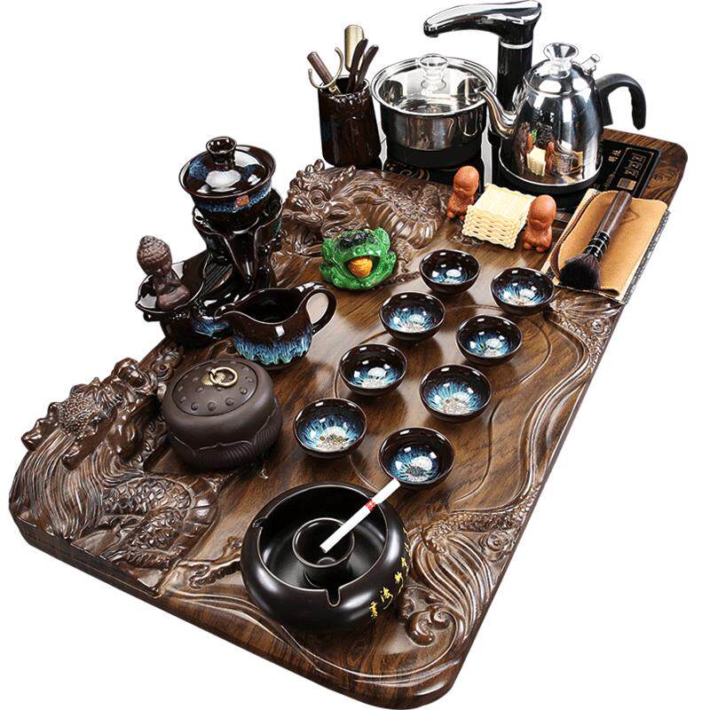 陶瓷全自动一体泡茶木功夫茶具