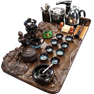 功夫茶具组合套装陶瓷茶杯全自动一体泡茶小茶台茶盘家用简约客厅