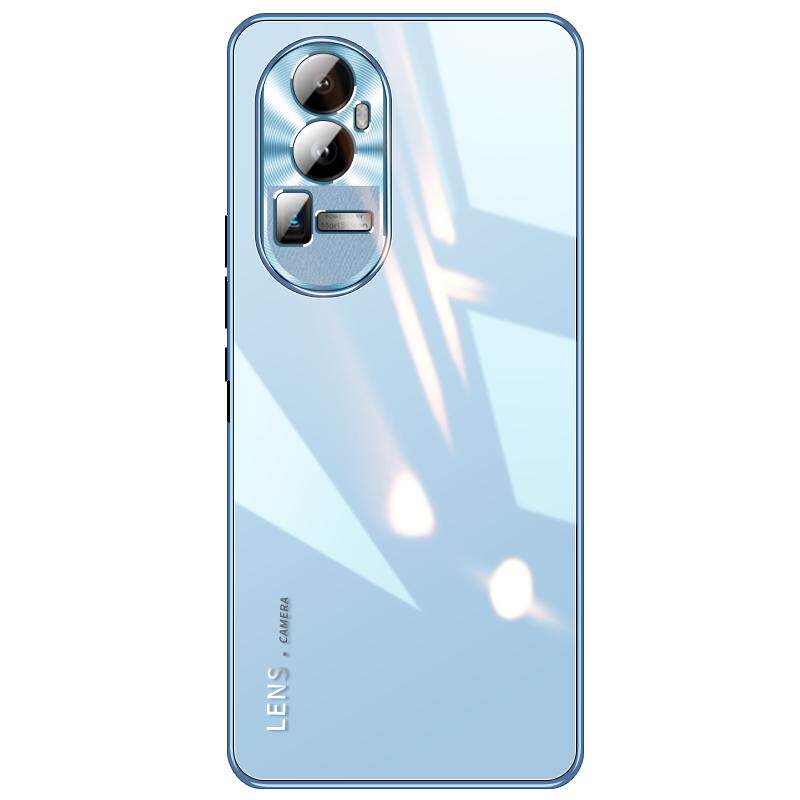 适用OPPOReno11Pro手机壳新款reno10+超薄电镀玻璃保护套pro十镜头全包防摔0ppo男士女款简约高级感1