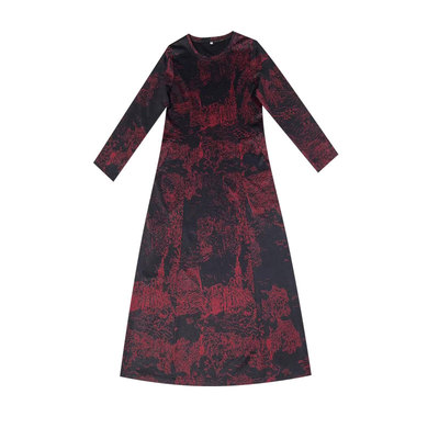 高端大气遮肚子显瘦长袖连衣裙