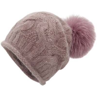 秋冬出游百搭兔毛狐狸毛球帽子女