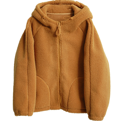 铜扣记双面绒连帽加厚保暖棉服女