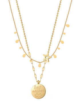 水滴圆牌双层叠戴项链女款轻奢小众设计秋冬短款锁骨毛衣链高级感