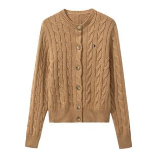 【代工渠道】经典绞花毛衣 厚实保暖80羊毛20羊绒针织开衫外套女