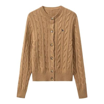 【代工渠道】经典绞花毛衣 厚实保暖80羊毛20羊绒针织开衫外套女