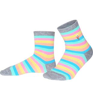 Polo袜子女童袜冬季彩虹棉袜中筒学生袜男童中厚甜美可爱秋季长袜