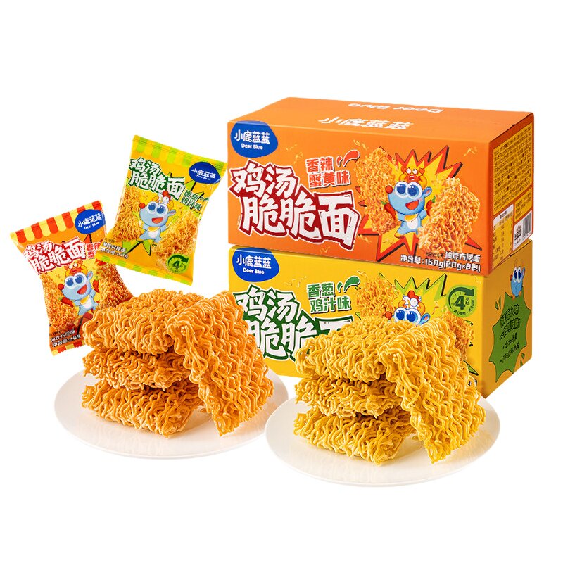 小鹿蓝蓝鸡汤脆脆面160g解馋儿童