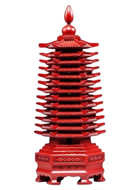 桃木文昌塔摆件木质13层红色朱砂9层的九层十三层木头天然旗舰店