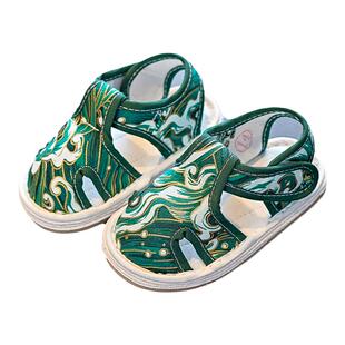 宝宝小布鞋儿童手工千层底布凉鞋小童男女童防滑软底室内老北京夏