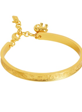 新中式越南古法沙金手镯国潮吉言满福小象流苏镯子女宫廷风手饰品