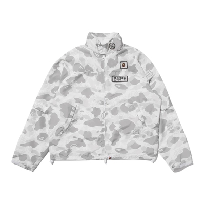 BAPE X CLOT联名男装秋冬迷彩丝绸纹理图案袖夹克外套911401P