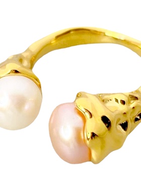 天然淡水珍珠巴洛克复古戒指