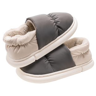 洁丽雅男士棉鞋冬季2025新款包跟加绒保暖软弹防滑大码棉拖鞋外穿