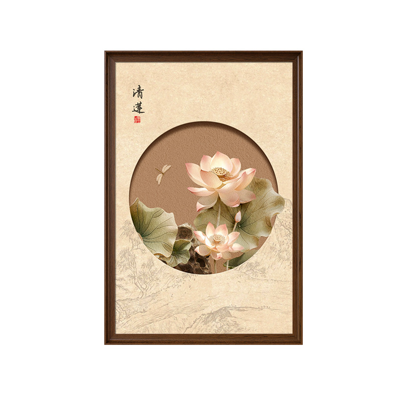 【新款7折】荷花图民宿挂画