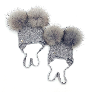 儿童秋冬帽子男女童冬季宝宝毛线帽可爱护耳套头帽婴儿针织毛球帽