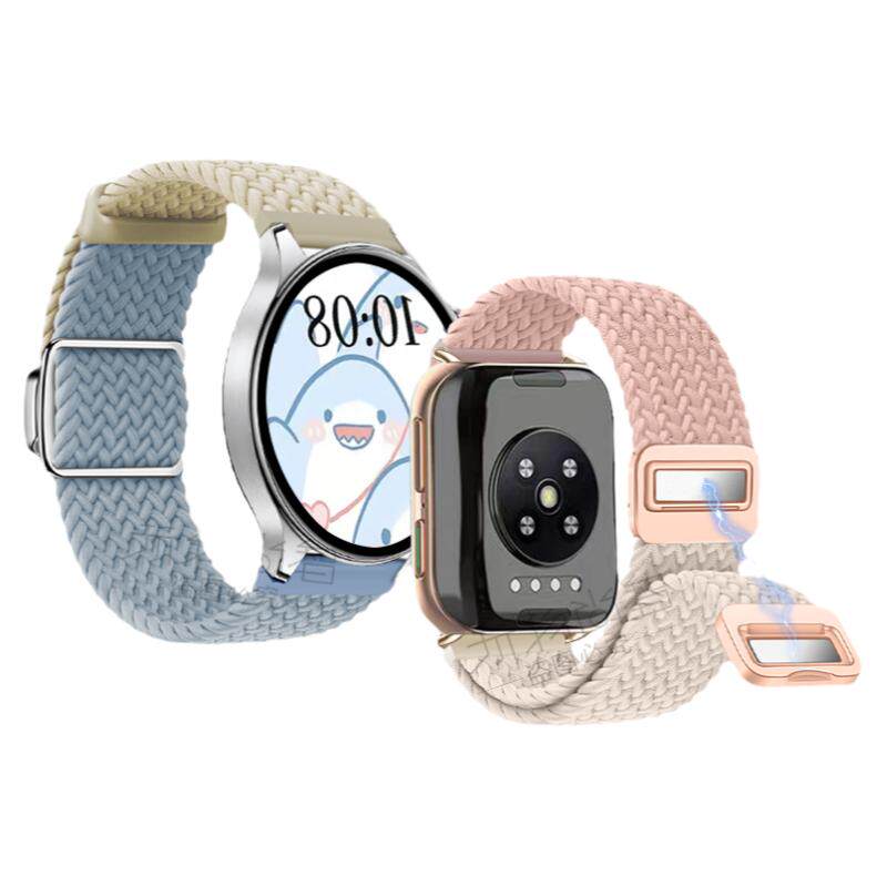 适用OPPOwatchX2手表带S新款磁吸滑扣编织表带watch4pro运动3pro智能watch2女生se夏天透气男生腕带撞色