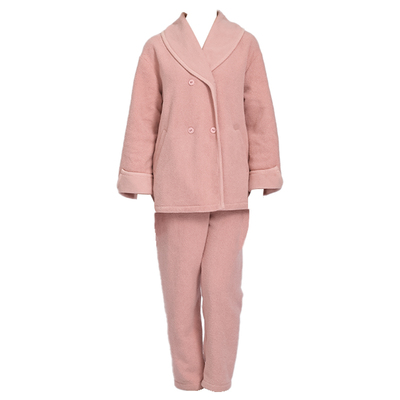 杨梅绒翻领家居服纯色保暖家居服