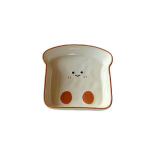 乃栗可爱卡通吐司面包陶瓷盘子创意学生少女心方形餐盘家用吐骨碟