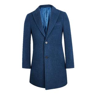 JODOLL乔顿冬季韩版修身羊毛大衣男士深蓝色商务休闲中长款呢外套