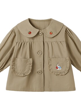 [纯棉抗菌]女童风衣春宝宝洋气时髦衣服春装儿童外套2026新款女孩