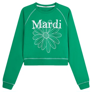 MARDI小雏菊女印花圆领卫衣秋冬百搭新款女装休闲长袖T宽松上衣