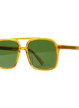 方形大框复古飞行员式近视墨镜