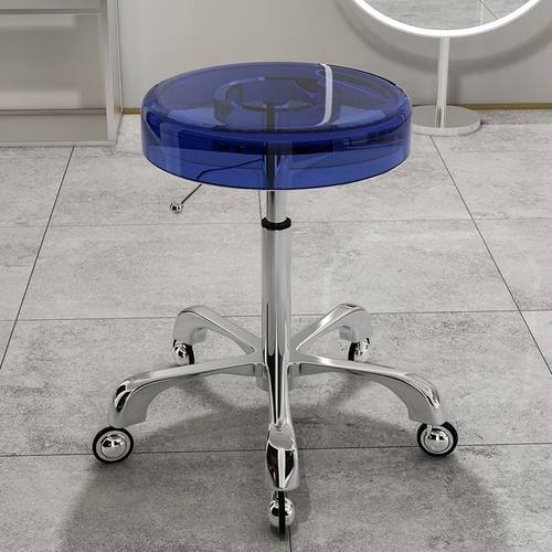 不锈钢美容院凳大工凳椅子旋转升降滑轮圆凳剪发理发店凳子美甲椅