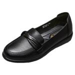 红蜻蜓中老年妈妈鞋真皮平底单鞋女软底软面舒适浅口女鞋老人皮鞋