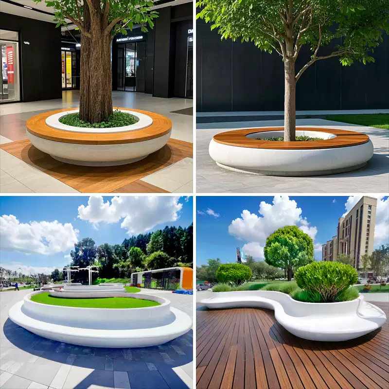 玻璃钢树池座椅定制商场陈园林景观坐凳大型异形休闲椅户外美地产