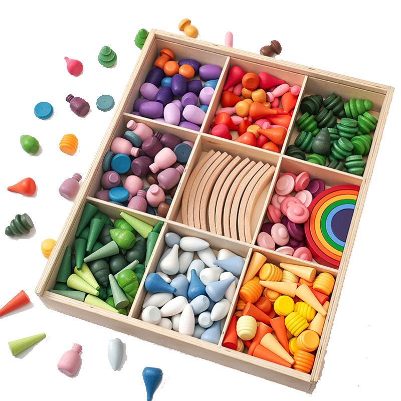 小可爱彩虹低结构开放式玩具积木幼儿园建构区早教散装LooseParts