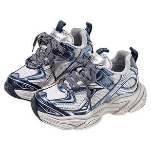 英氏老爹鞋女童冬天中大童鞋子保暖户外休闲百搭儿童加绒运动鞋