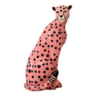侘意思 leopard粉红金钱豹招财摆件豪宅高级感装饰轻奢设计师家居