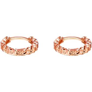 老庙黄金彩金18K金批花耳圈玫瑰金耳环耳扣送礼正品情侣