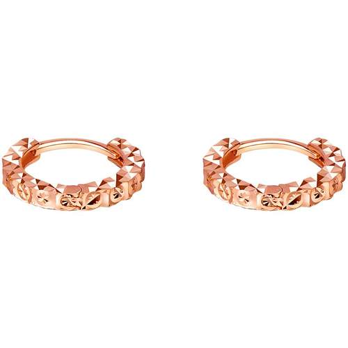 老庙黄金彩金18K金批花耳圈玫瑰金耳环耳扣送礼正品情侣